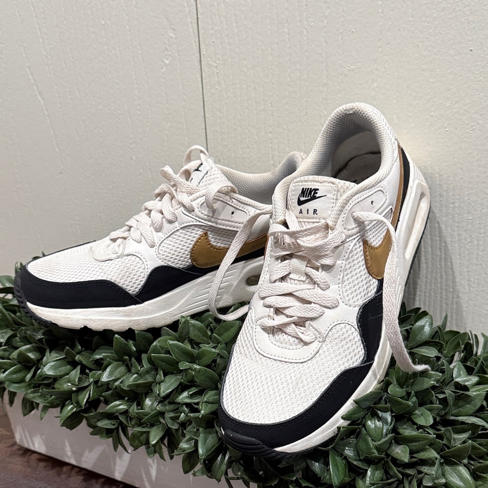 Nike Air Women's White Black Gold Athletic Shoes